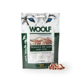DOG SNACK WOOLF 100GR TRINAGOLI AGNELLO MERLUZZO