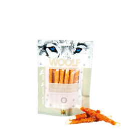 DOG SNACK WOOLF 100GR ROTOLI POLLO PELLE GRIGLIAT