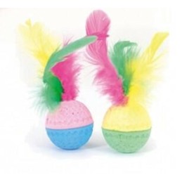 GIOCO GATTO PALLINA CON PIUME AG012/E